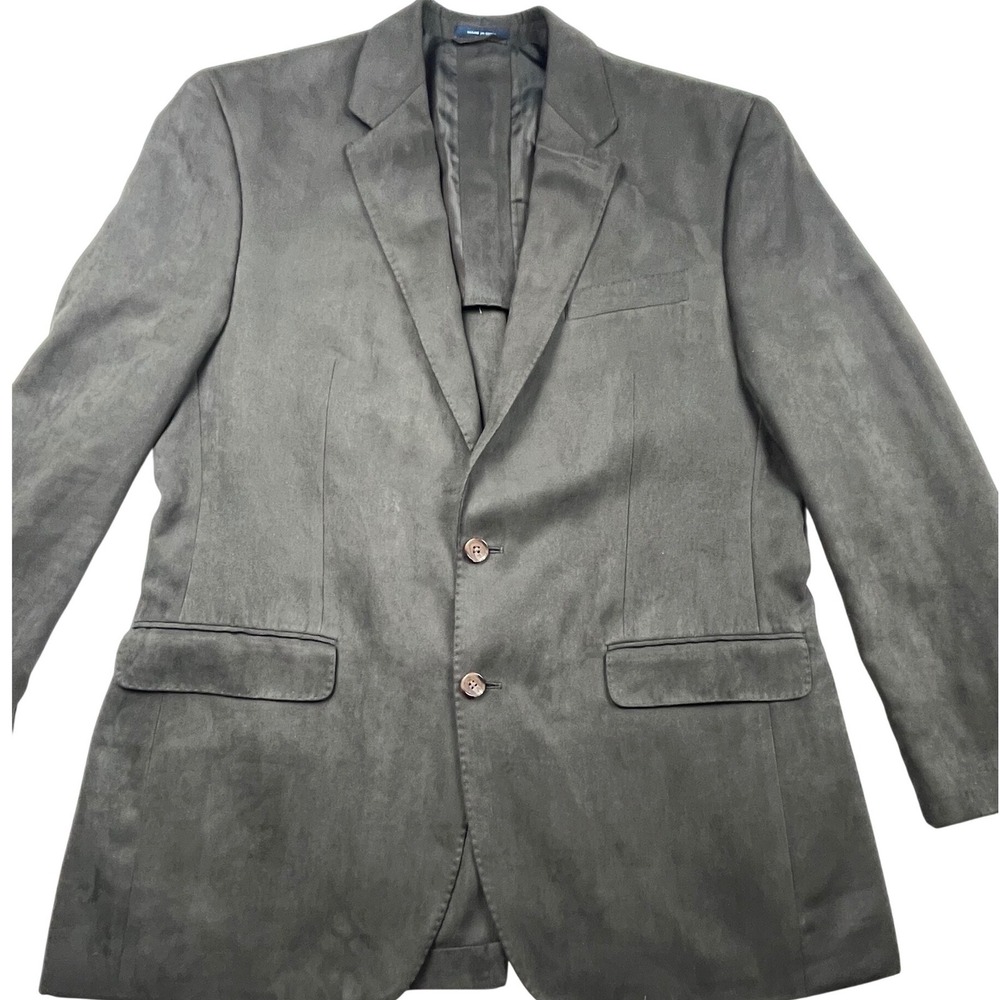 Ralph Lauren Mens Faux Suede Blazer Jacket 43L Olive Brown 2 Button Dillard's